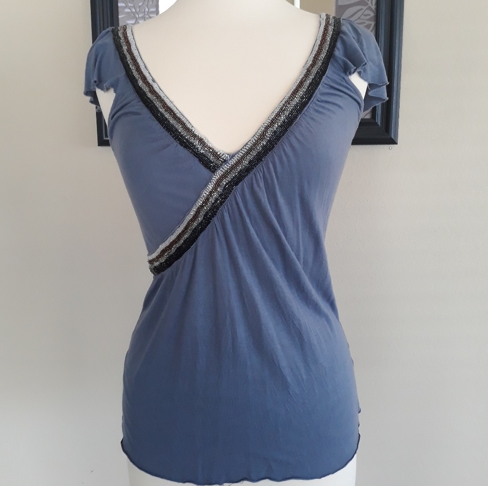 Silence + Noise Beaded Cap Sleeve Top